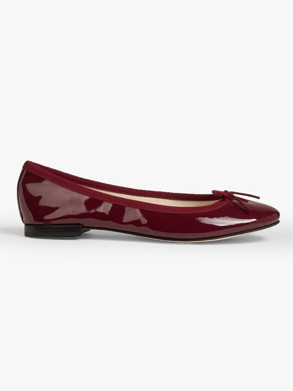 NWT Repetto Cendrillon Bow Ribbon Patent Leather Ballet Flats Claret Red Brown